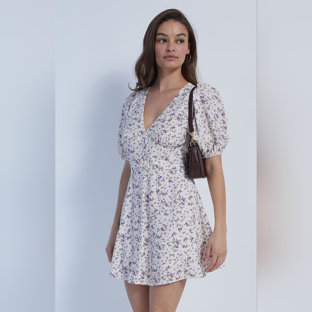 MINKPINK Hailey Purple and White Floral Mini Dress Revolve